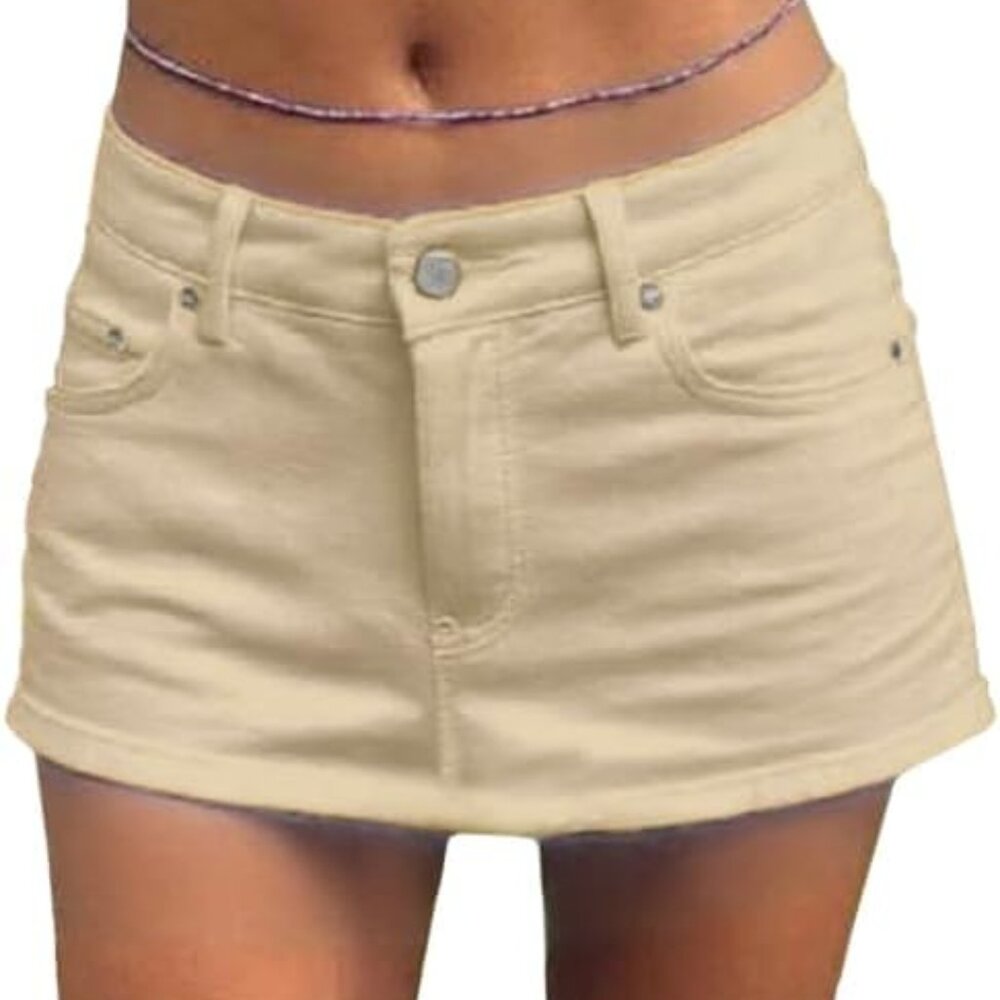 Mid/Low Rise Mini Denim Skirt / NWT / Size XL/ Khaki